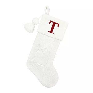 St. Nicholas Square Faux-Fur Knit Monogram Christmas Stocking "T"